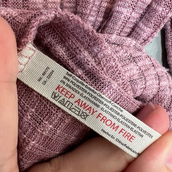 Free People Ribbed Long Sleeve Top Size S‎ Pink Stretchy Fitted Lightweight - Picture 5 of 6